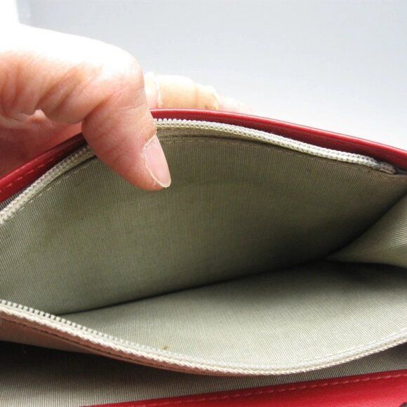 Vintage Chanel Red Caviar Leather Long Bag Wallet - Picture 15 of 16